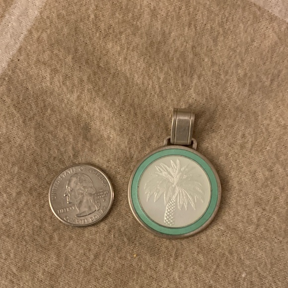 Silver and Mint Palm Tree Pendant - Picture 2 of 3